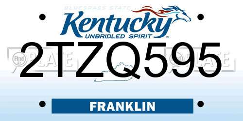 2TZQ595 Kentucky License Plate