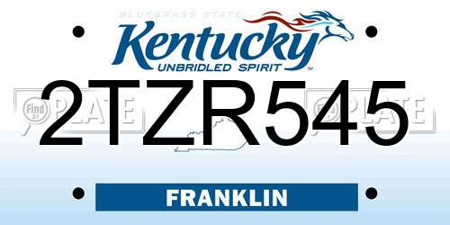 2TZR545 Kentucky License Plate