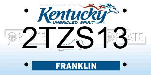 2TZS13 Kentucky License Plate