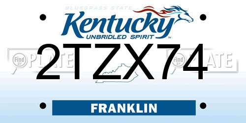 2TZX74 Kentucky License Plate