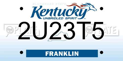 2U23T5 Kentucky License Plate