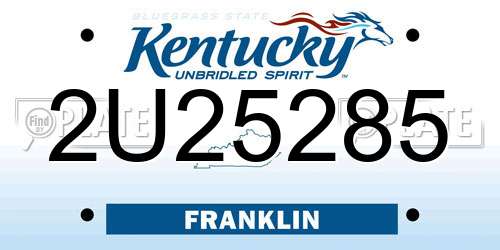 2U25285 Kentucky License Plate
