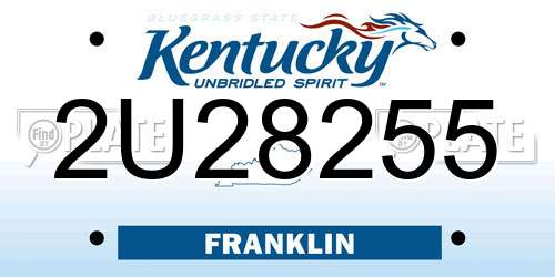 2U28255 Kentucky License Plate