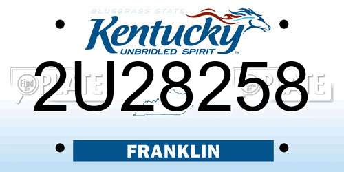 2U28258 Kentucky License Plate
