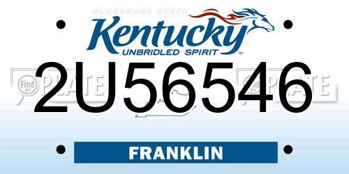 2U56546 Kentucky License Plate