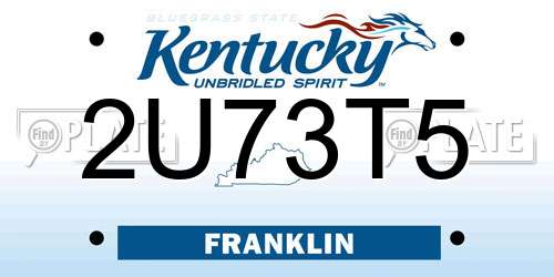 2U73T5 Kentucky License Plate