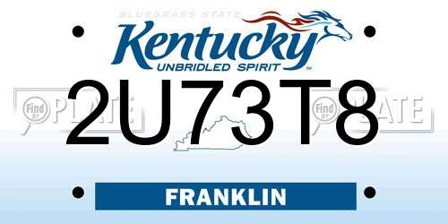 2U73T8 Kentucky License Plate