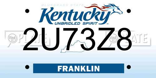 2U73Z8 Kentucky License Plate