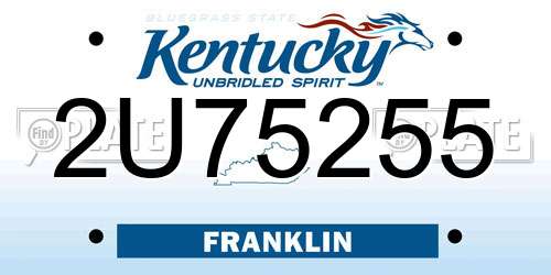2U75255 Kentucky License Plate