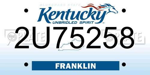 2U75258 Kentucky License Plate