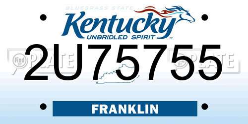 2U75755 Kentucky License Plate