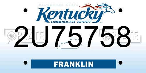 2U75758 Kentucky License Plate