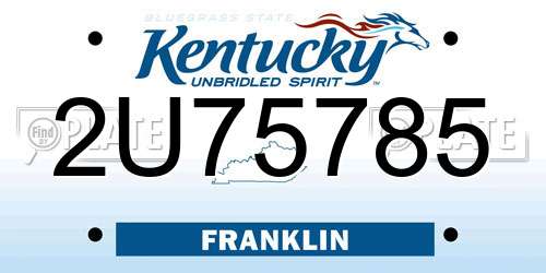 2U75785 Kentucky License Plate