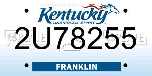 2U78255 Kentucky License Plate