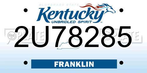 2U78285 Kentucky License Plate