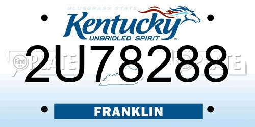 2U78288 Kentucky License Plate