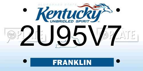 2U95V7 Kentucky License Plate