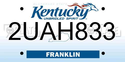 2UAH833 Kentucky License Plate