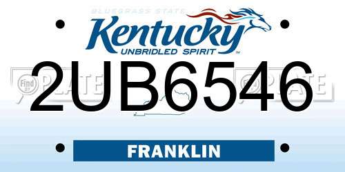 2UB6546 Kentucky License Plate