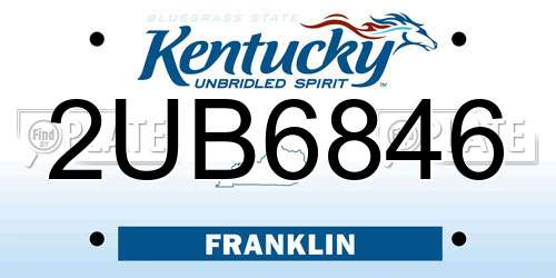 2UB6846 Kentucky License Plate