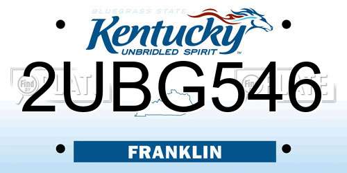 2UBG546 Kentucky License Plate