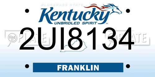 2UI8134 Kentucky License Plate