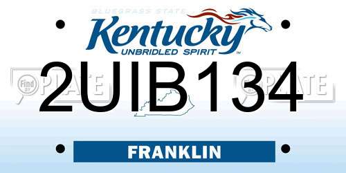 2UIB134 Kentucky License Plate