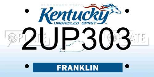 2UP303 Kentucky License Plate