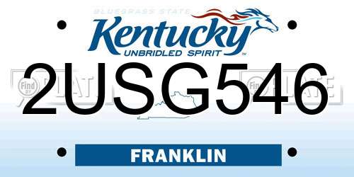 2USG546 Kentucky License Plate