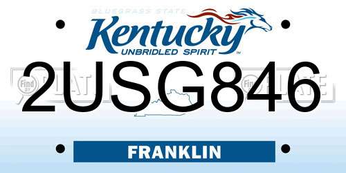 2USG846 Kentucky License Plate