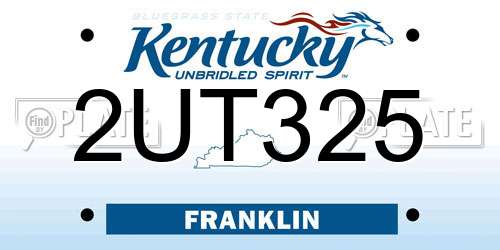 2UT325 Kentucky License Plate