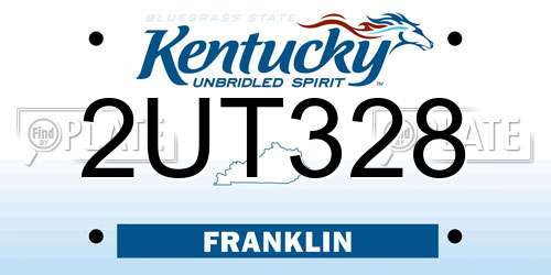 2UT328 Kentucky License Plate