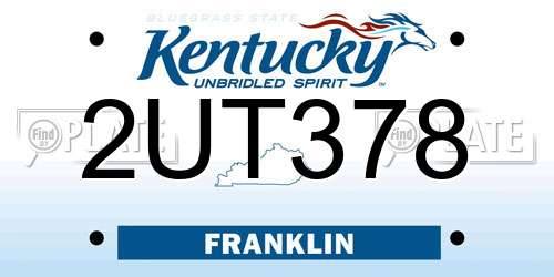 2UT378 Kentucky License Plate