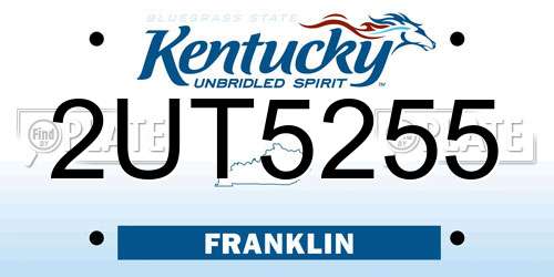 2UT5255 Kentucky License Plate