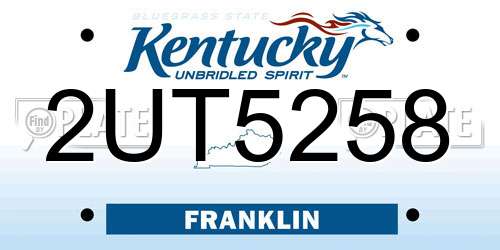 2UT5258 Kentucky License Plate