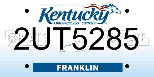 2UT5285 Kentucky License Plate