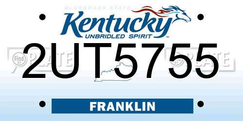2UT5755 Kentucky License Plate