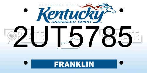 2UT5785 Kentucky License Plate