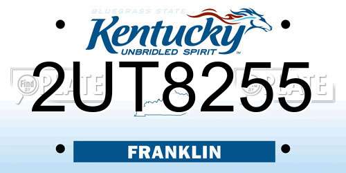 2UT8255 Kentucky License Plate