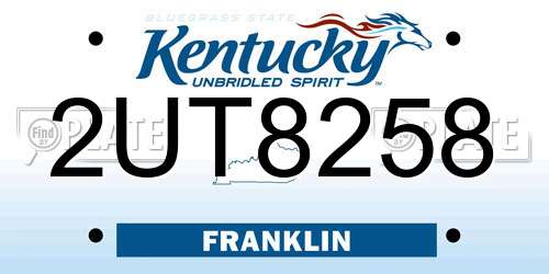 2UT8258 Kentucky License Plate