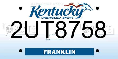 2UT8758 Kentucky License Plate
