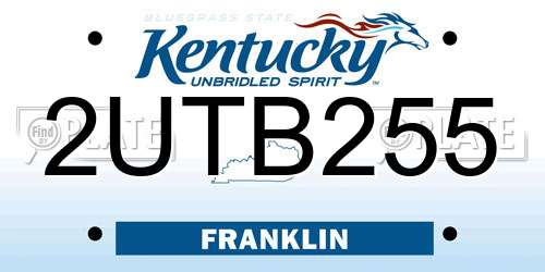 2UTB255 Kentucky License Plate