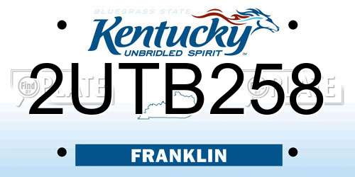 2UTB258 Kentucky License Plate