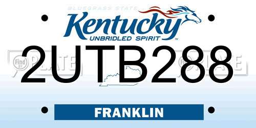 2UTB288 Kentucky License Plate