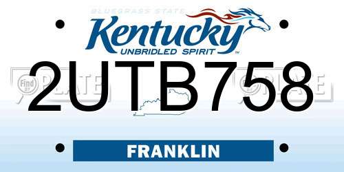 2UTB758 Kentucky License Plate