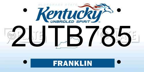 2UTB785 Kentucky License Plate