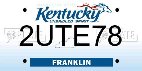 2UTE78 Kentucky License Plate