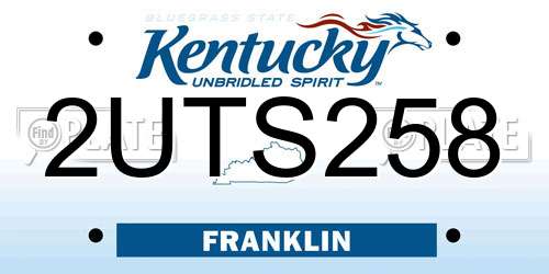 2UTS258 Kentucky License Plate