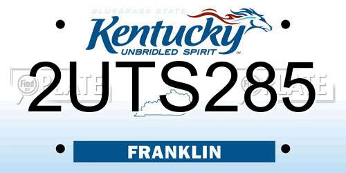 2UTS285 Kentucky License Plate