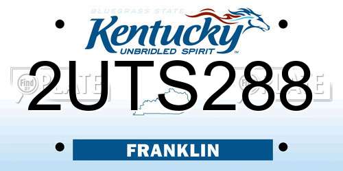 2UTS288 Kentucky License Plate